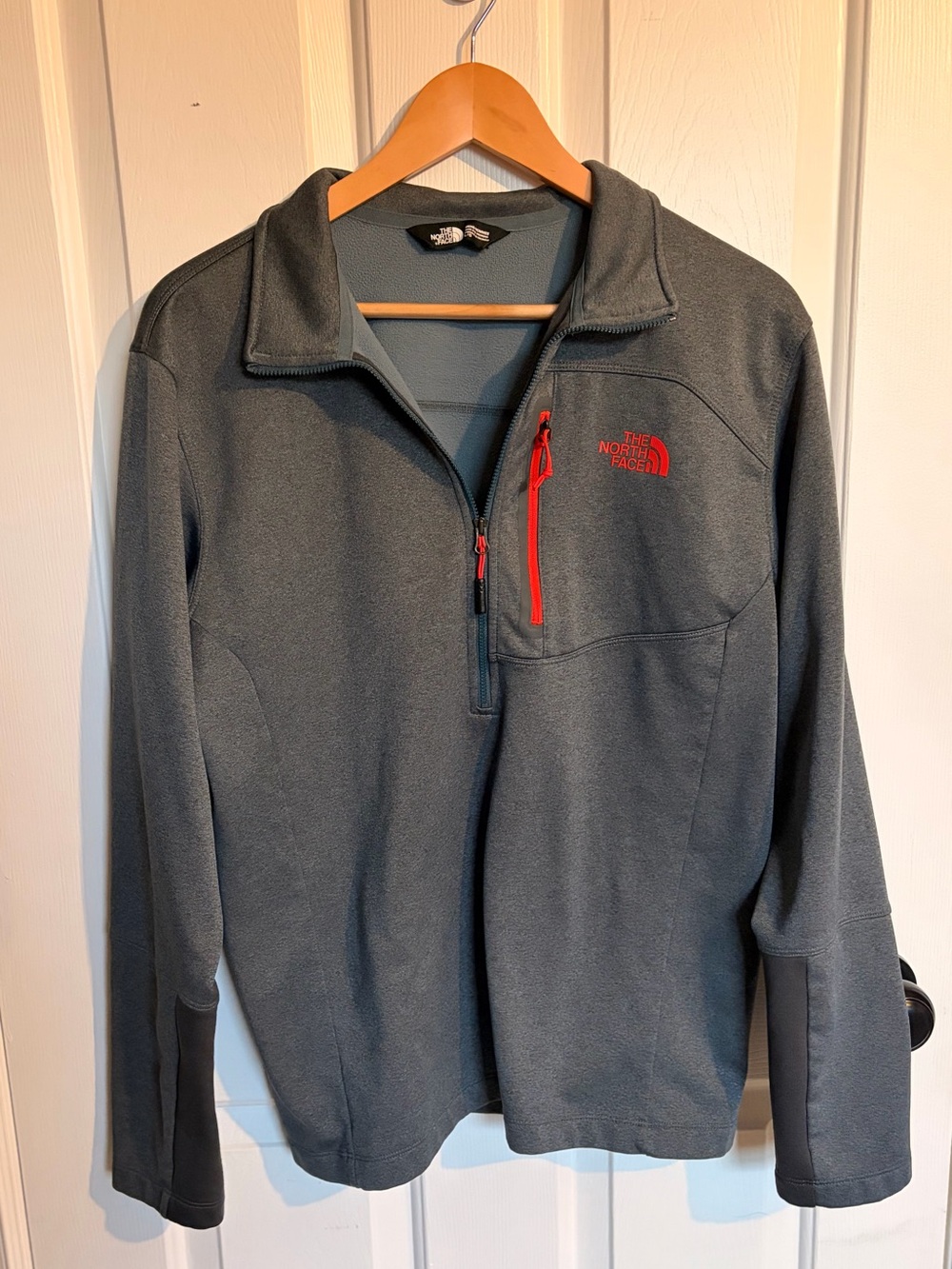 The North Face Charcoal Gray Half-Zip Fleece with Orange Accents